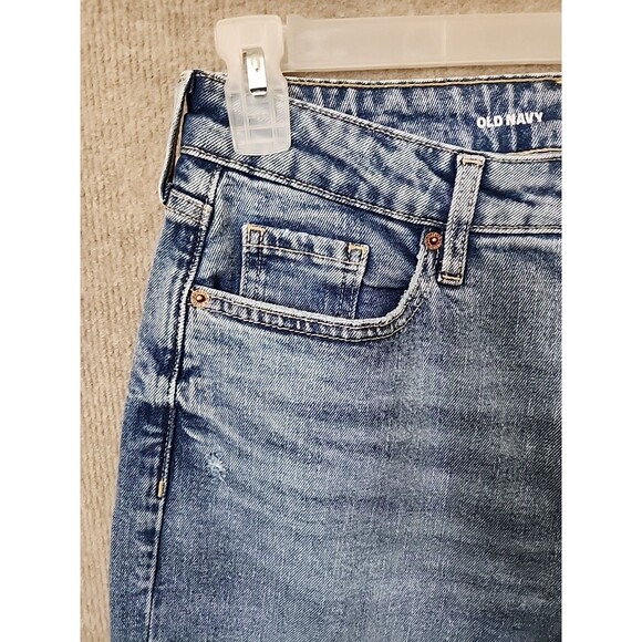 Old Navy Curvy OG Straight Ankle Jeans Womens 6 Blue Light Wash Distressed NEW - Picture 5 of 14